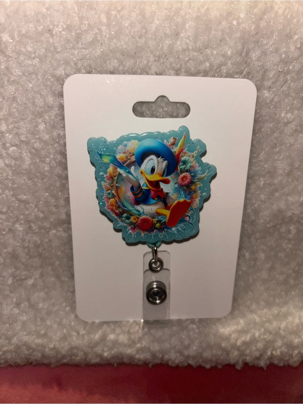 Donald Duck Badge Reel - Aqua Blue